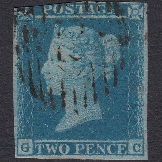 GB QV 1841 2d Blue (Plate 4) SG14-E1(2) GC FU 3 Margins London IS 22