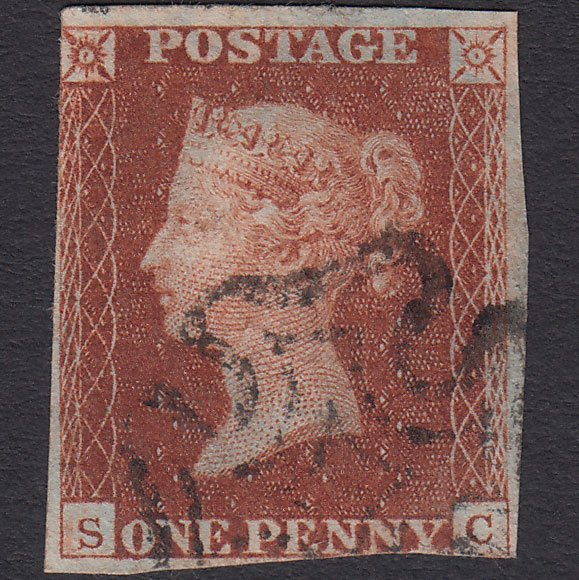 GB QV 1841 1d Red-brown (Plate 19) SG8-B1(1) SC GU Maltese Cross