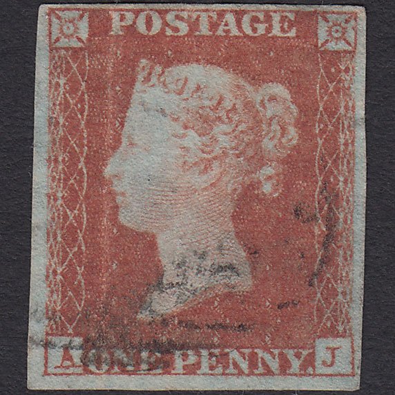 GB QV 1841 1d Red-brown (Plate 121) SG8-B1(1) AJ GU 4 Margins Light Cancel
