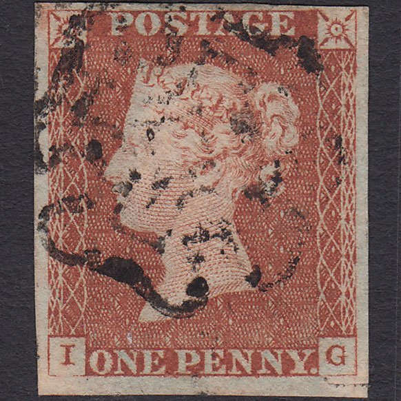 GB QV 1841 1d Red-brown (Plate 27) SG8-B1(1) IG FU 4 Margins Maltese Cross