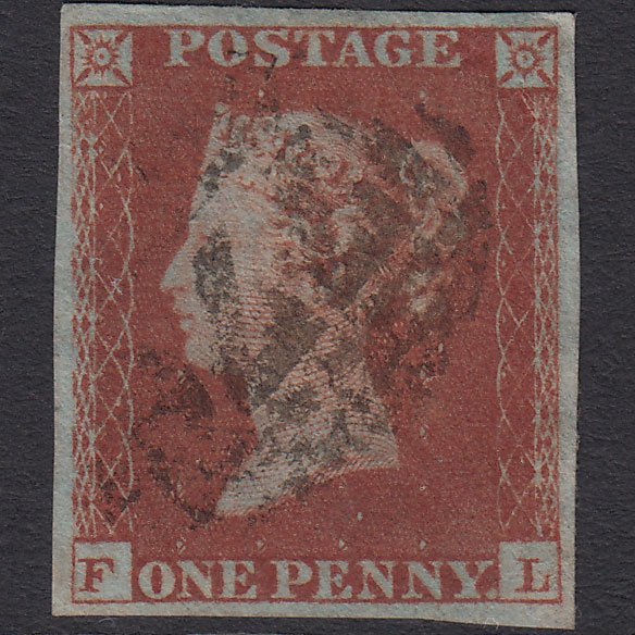 GB QV 1841 1d Red-brown (Plate 164) SG8-B2(1) FL FU 4 Good Margins
