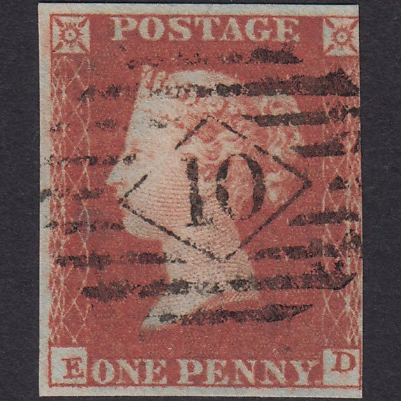 GB QV 1841 1d Red-brown (Plate 98) SG8-B1(1) ED FU 3 Margins London IS 10