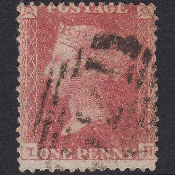 GB QV 1857 1d Rose-Red Transitional (Plate 31) SGC9A(3) TH GU Misperf