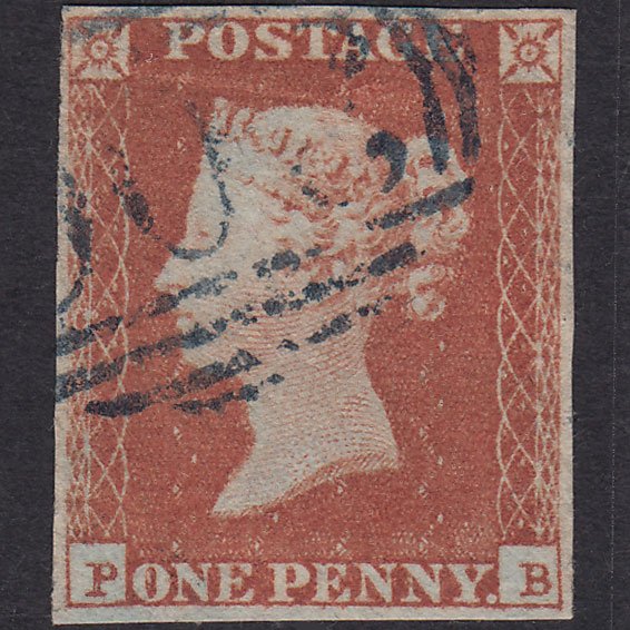 GB QV 1841 1d Red-brown (Plate 98) SG8-B1(1) PB GU 4M Blue Ferrybridge 300