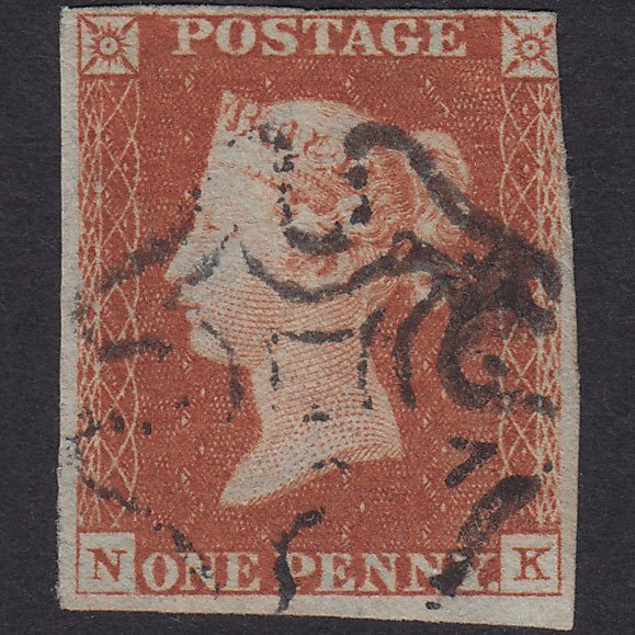 GB QV 1841 1d Red-brown (Plate 24) SG8-B1(1) NK FU 3 Margins Maltese Cross