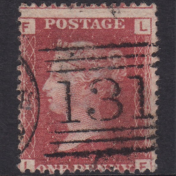 GB QV 1864 1d Lake-red (Plate 71) SG44-G1(2) LF Edinburgh 131 Misperf