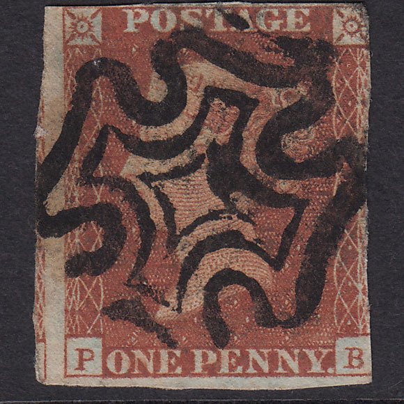 GB QV 1841 1d Red-Brown Penny Black Plate 11 SG7-A2 PB GU Maltese Cross
