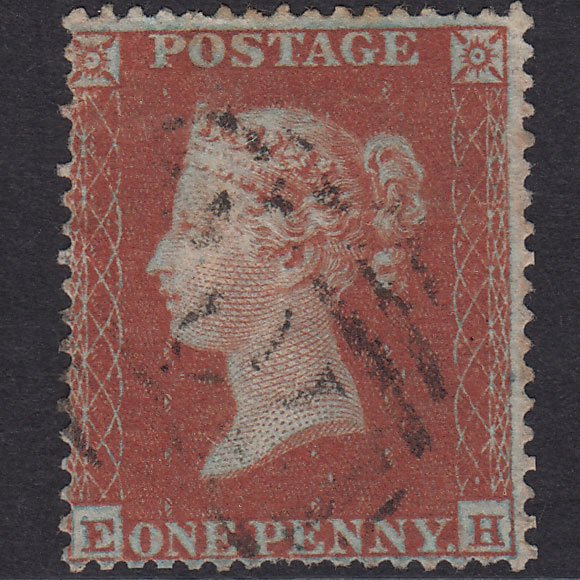 GB QV 1854 1d Red-Brown Plate 193 SG17-C1(1) EH GU Light Cancel