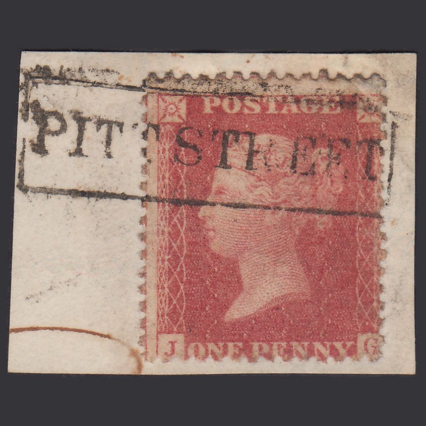 GB QV 1857 1d Pl 34 SG40-C10(1) JG FU Pitt Street Scots Local Piece
