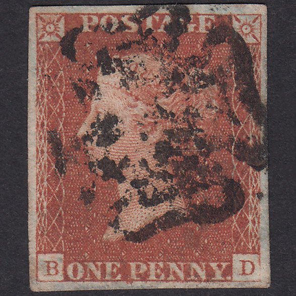 GB QV 1841 1d Red-Brown Plate 21 SG8-B1(1) Guideline BD GU 4 Margins MX