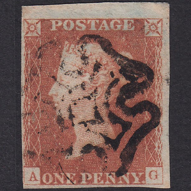 GB QV 1841 1d Red-Brown Plate 21 SG8-B1(1) AG FU Missing Imprimatur 4M MX