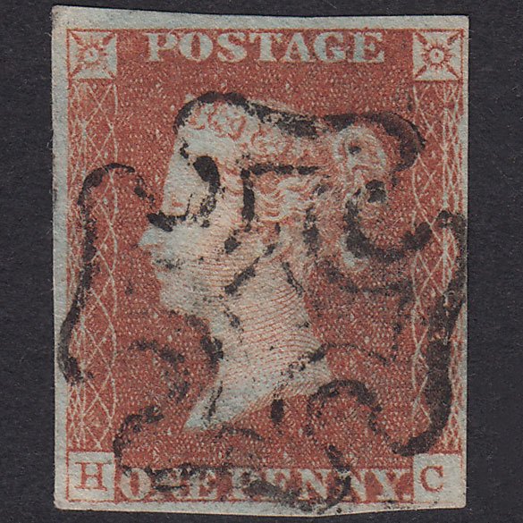 GB QV 1841 1d Red-Brown Plate 21 SG8-B1(1) HC GU 4 Margins Maltese Cross