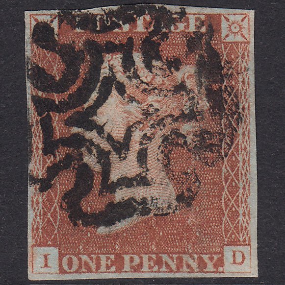 GB QV 1841 1d Red-Brown Plate 21 SG8-B1(1) ID GU 4M MX Double Letter