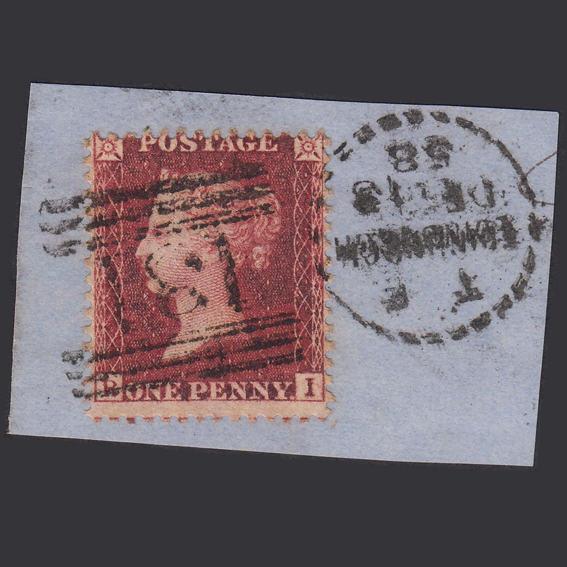 GB QV 1857 1d Deep Rose-Red Pl 43 SG41-C10(4) RI FU Edinburgh 131 On Piece