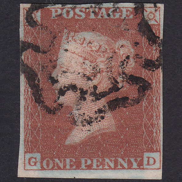 GB QV 1841 1d Red-Brown Plate 36 SG8-B1(1) GD GU 4 Margins Maltese Cross