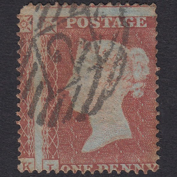 GB QV 1854 1d Red-Brown Pl 172 SG17-C1(1) LL PU London IS 2 Huge Misperf