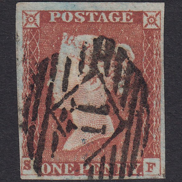 GB QV 1841 1d Red-Brown Plate 79 SG8-B1(1) SF FU 4 Margins London IS 11