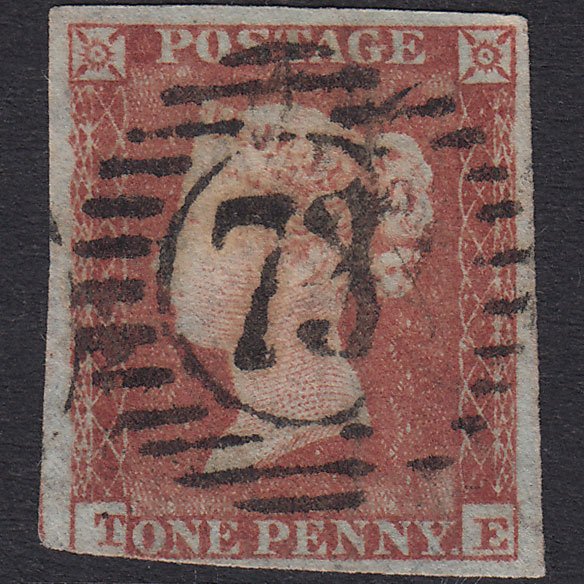 1841 1d Pale Red-Brown Plate 150 SG9-B2(3) TE GU 3 Margins 73