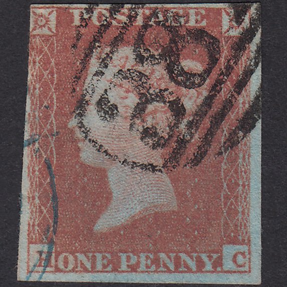 GB QV 1841 1d Red-Brown Plate 87 SG8-B1(1) HC FU 3M Blue Town Cancel