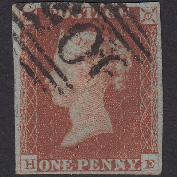 GB QV 1841 1d Red-Brown Plate 65 SG8-B1(1) HE GU 4M Wolverhampton 905