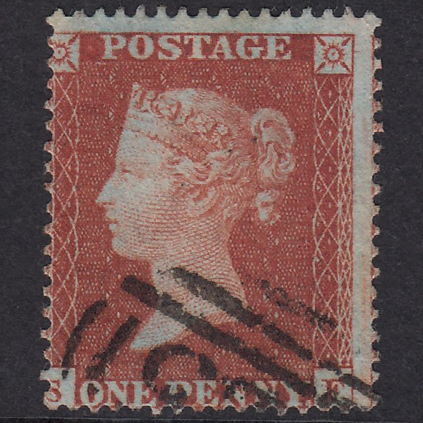 GB QV 1854 1d Red-Brown Plate R6 SG17-C1(1) SF FU Light Cancel