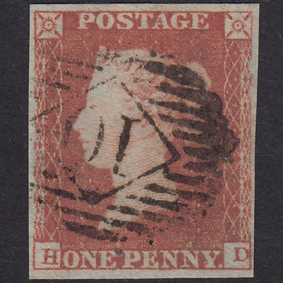 GB QV 1841 1d Red-Brown Plate 91 SG8-B1(1) HD FU 4 Margins London IS 10