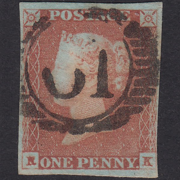 GB QV 1841 1d Red-Brown Plate 79 SG8-B1(1) RK FU 4M London D&S Cancel
