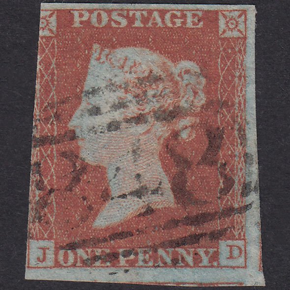GB QV 1841 1d Red-Brown Plate 105 SG8-B1(1) JD GU Warwick 848