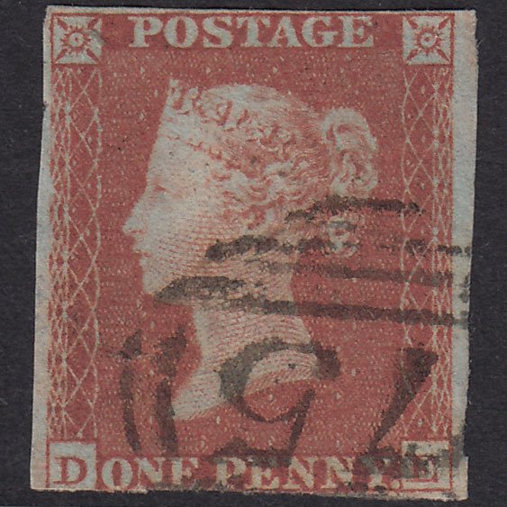 GB QV 1841 1d Red-Brown Plate 164 SG8-B2(1) DE GU Birmingham 75