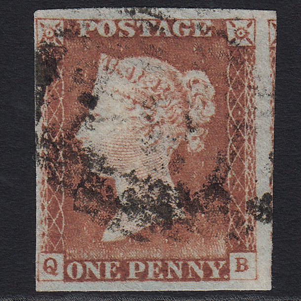 GB QV 1841 1d Pale Red-brown (Plate 68) SG9-B1(3) QB FU 4 Margins