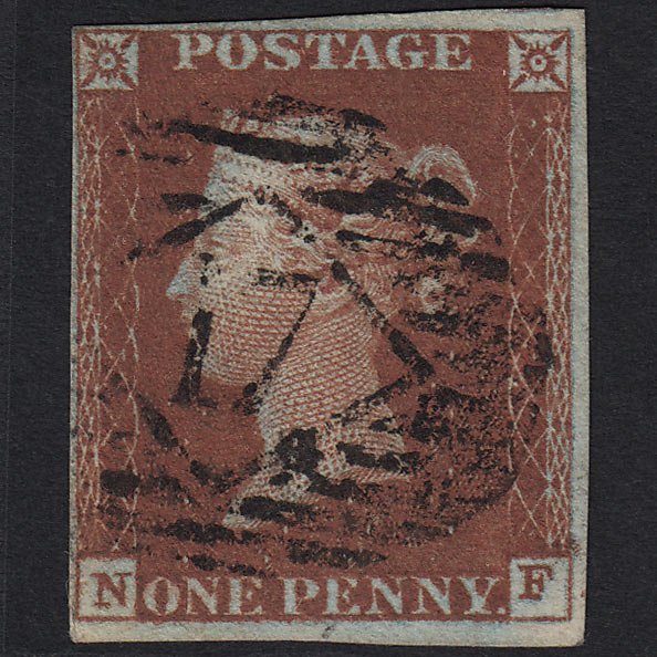 QV 1841 1d DP Red-brown (Plate 52) SG10-B1(4) NF FU London IS 17 4M Imperf