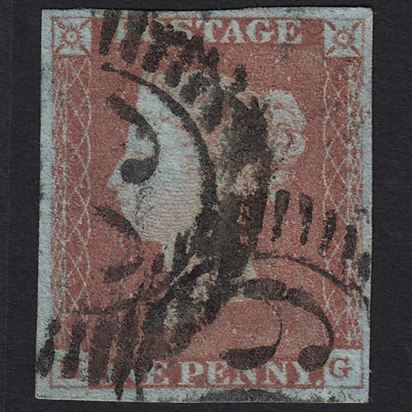 QV 1841 1d Very Blued (Plate 69) SG8a-B1(2) MG GU in London 4M Imperf