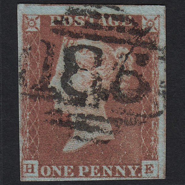 QV 1841 1d Red-brown (Plate 74) SG8-B1(1) HE GU Dublin 186 4M Imperf