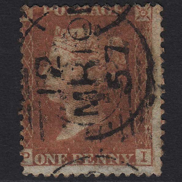 GB QV 1856 1d Red-brown (Plate 44) SG29-C8(1) PI GU CDS Cancel