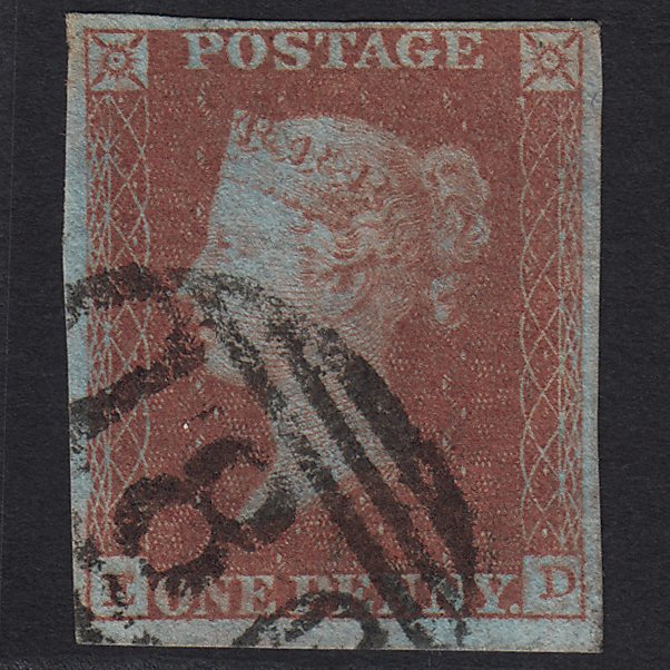 GB QV 1841 1d Very Blued (Plate 108) SG8a-B1(2) ED FU Chester 180 4M Imperf