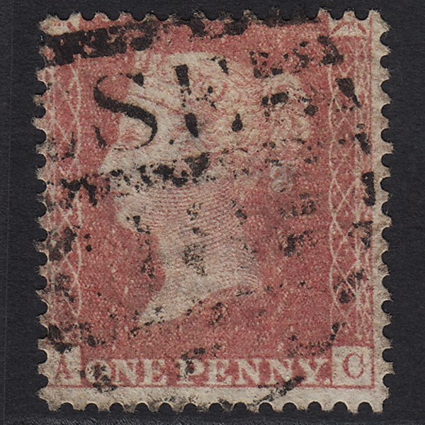 GB QV 1857 1d Pale Rose SG39-C10(3) Pl 48 AC GU London Missing Imprimatur