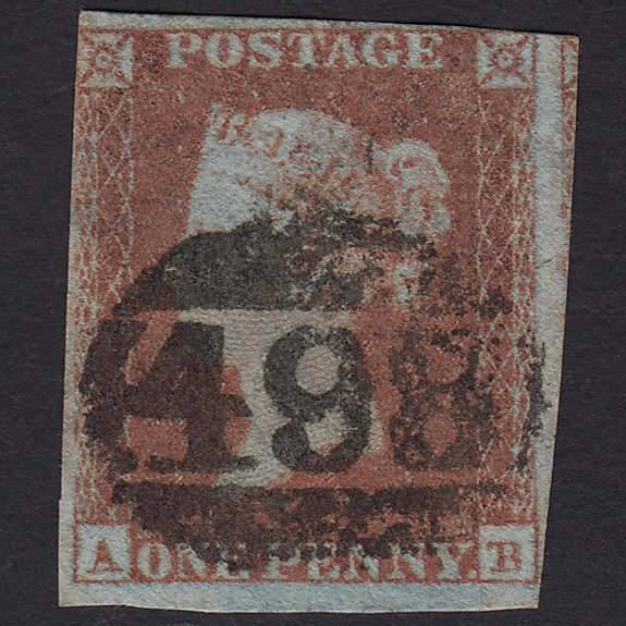 GB QV 1841 1d Very Blued SG8a-B1(2) AB GU Manchester 498