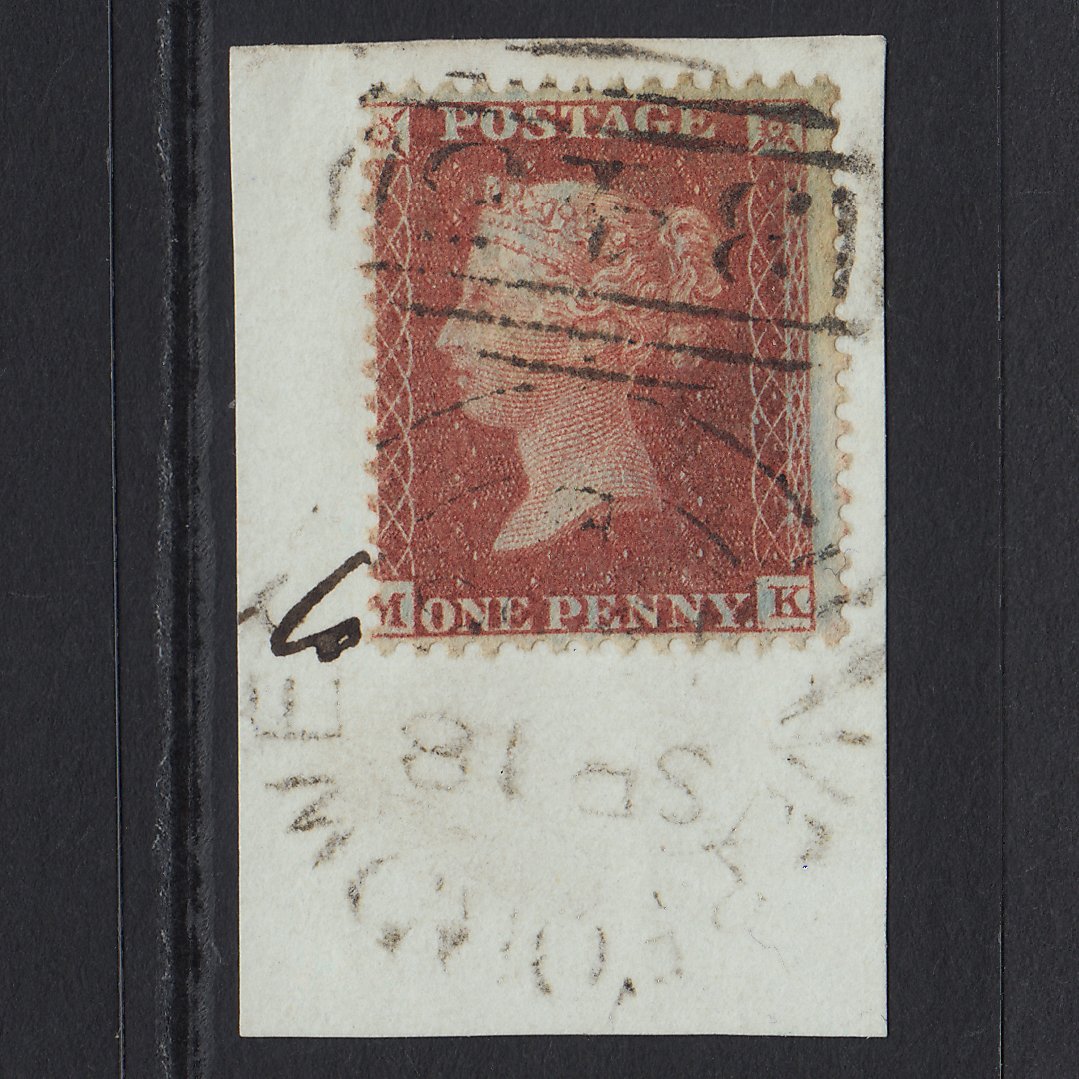 GB QV 1856 1d Red-brown (Plate 32) SG29-C8(1) MK VFU Haverfordwest 345 on Piece