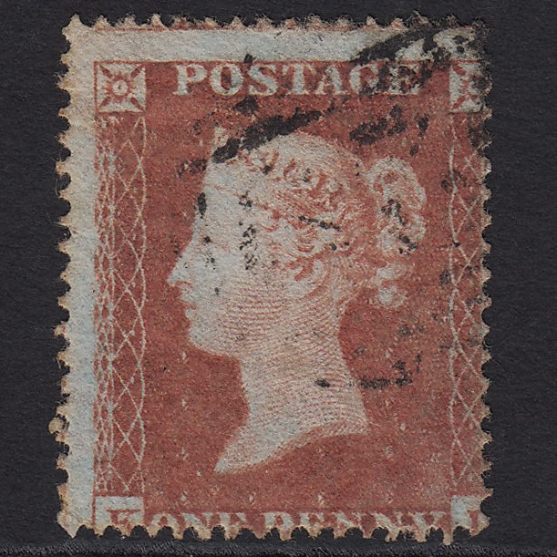 GB QV 1854 1d Red-brown SG17-C1(1) GU Light Cancel Misperf