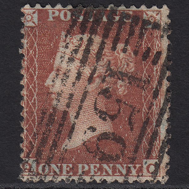 GB QV 1855 1d Red-brown (Plate 8) SG24-C3(1) QC FU Glasgow 159