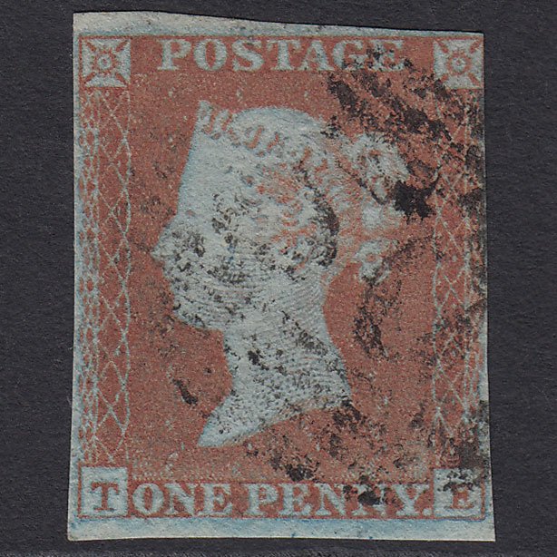 GB QV 1841 1d Very Blued (Plate 112) SG8a-B1(2) TE GU Missing Imprimatur