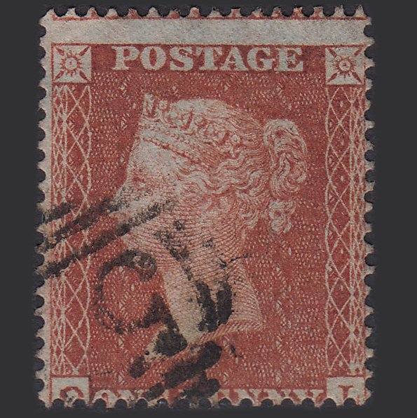 GB QV 1855 1d Red-brown (Plate 5) SG21-C4(1) OL FU Misperf
