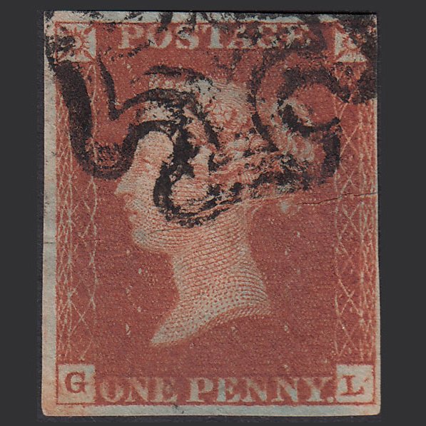 GB QV 1841 1d (Plate 33) SG8-B1(1) Constant Variety GL GU 4M Maltese Cross