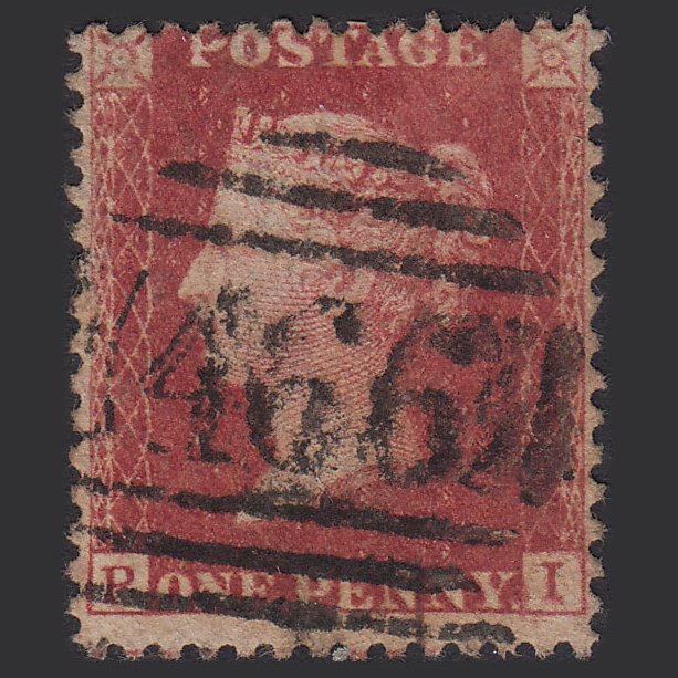 GB QV 1857 1d Rose-red (Plate 43) SG40-C10(1) PI GU Liverpool 466