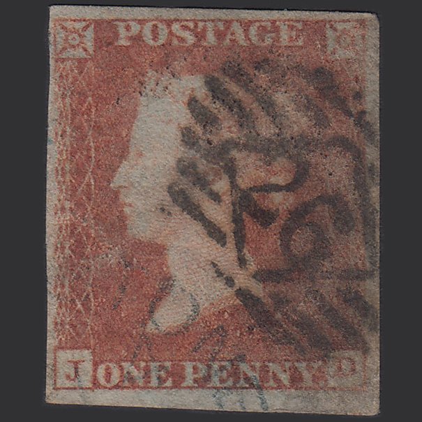 GB QV 1841 1d (Plate 121) SG8-B1(1) JD GU 4M London IS 26 & Blue Town Cancel