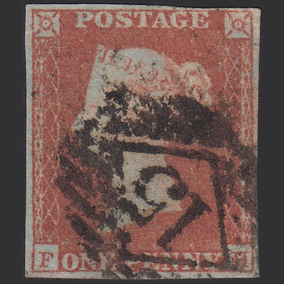 GB QV 1841 1d Red-brown (Plate 90) SG8-B1(1) FH GU 4 Margins London IS 15