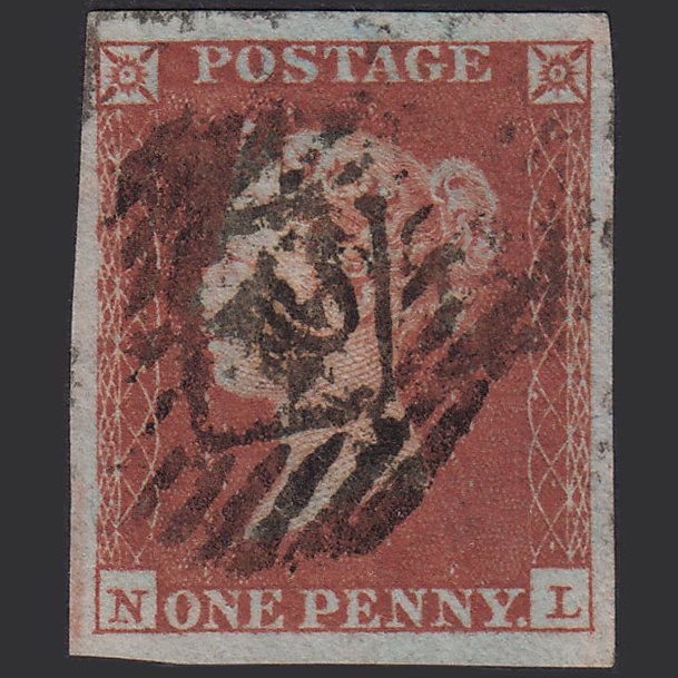 GB QV 1841 1d (Plate 127) SG8-B2(1) NL FU 4 Good Margins London IS Cancel
