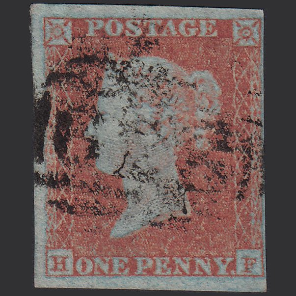 GB QV 1841 1d Very Blued (Plate 88) SG8a-B1(2) Framed Reverse HF GU 4 Margins