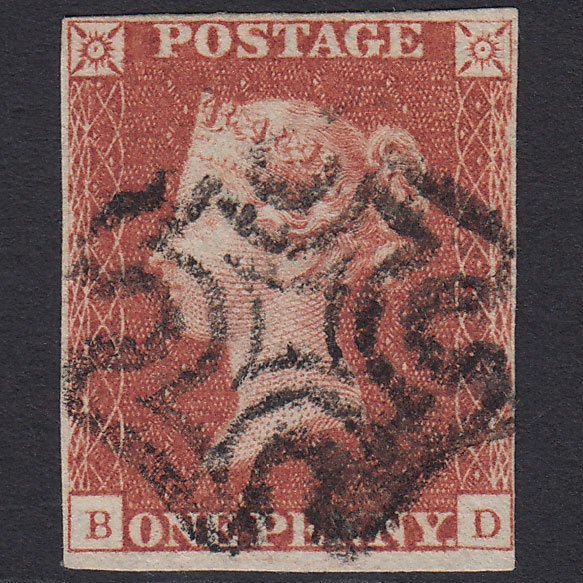 GB QV 1841 1d Red-brown (Plate 20) SG8-B1(1) BD FU 4 Margins Maltese Cross