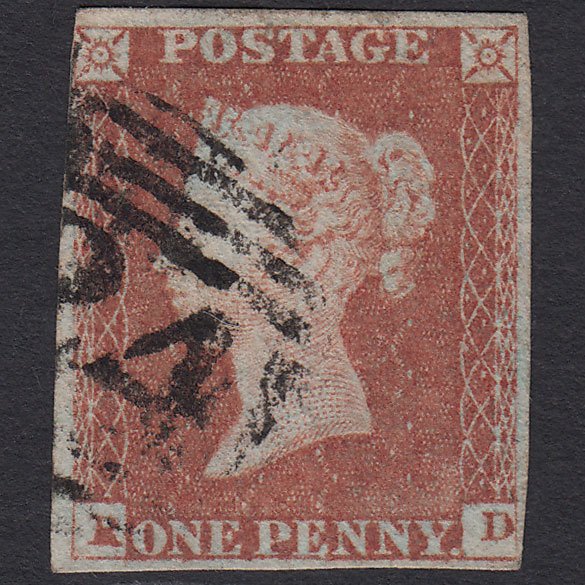GB QV 1841 1d Red-brown (Plate 86) SG8-B1(1) RD FU nr 4 Margins P to R